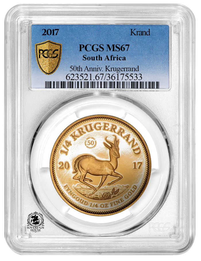 PCGS MS67 2017 1oz South Africa Krugerrand 50th Anniversary - Proof Gold Coin