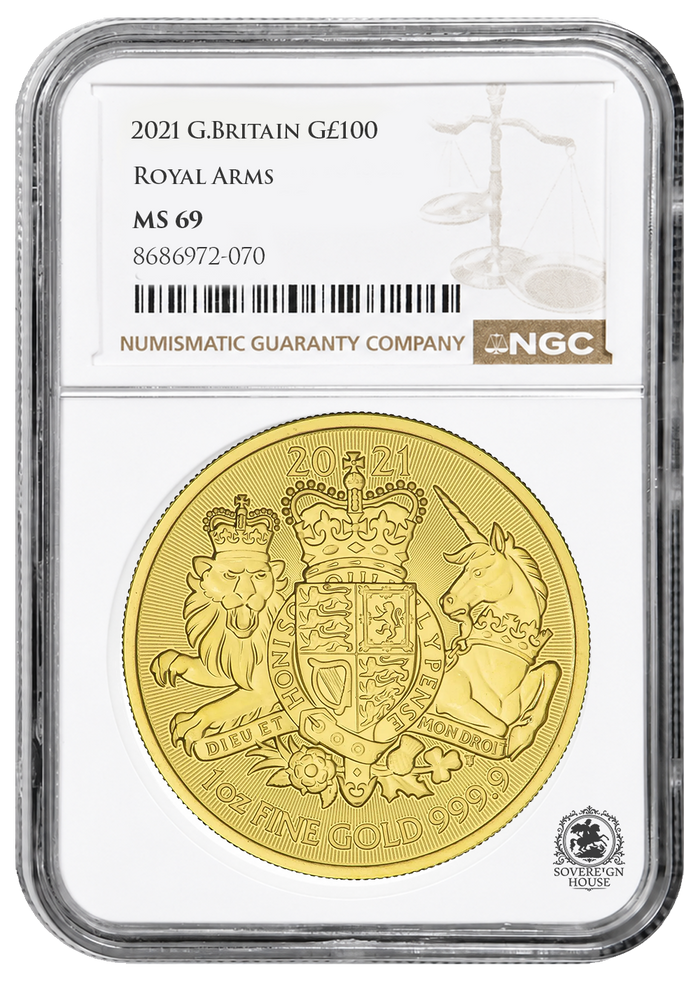 NGC 2021 MS69 1oz Gold The Royal Arms Certified Coin