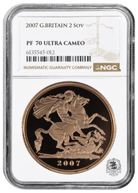 NGC PF70 2007 Ultra Cameo £2 Double Sovereign St George - Proof Gold Coin