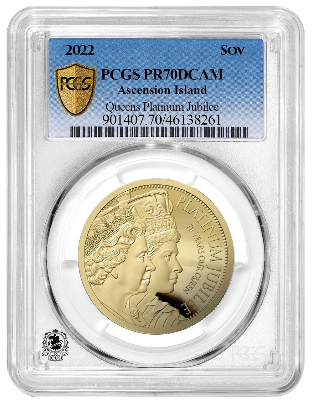 PCGS PR70 2022 Queens Platinum Jubilee Full Sovereign - Proof Gold Coin