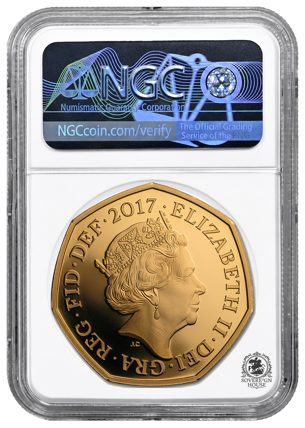 NGC PF70 2017 50p Sir Isaac Newton 375th Anniv. Of Birth - Proof Gold Coin