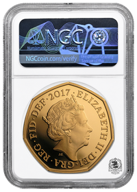 NGC PF70 2017 50p Sir Isaac Newton 375th Anniv. Of Birth - Proof Gold Coin