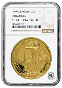 NGC PF69 1990 Ultra Cameo 1/4oz £25 Britannia - Proof Gold Coin