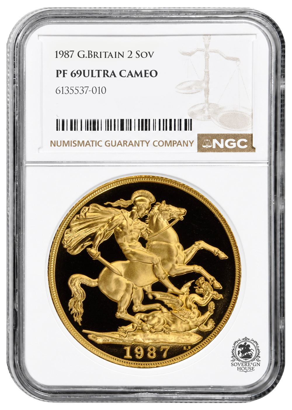 NGC PF69 1987 Ultra Cameo £2 Double Sovereign St George - Proof Gold Coin