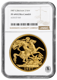 NGC PF69 1987 Ultra Cameo £2 Double Sovereign St George - Proof Gold Coin