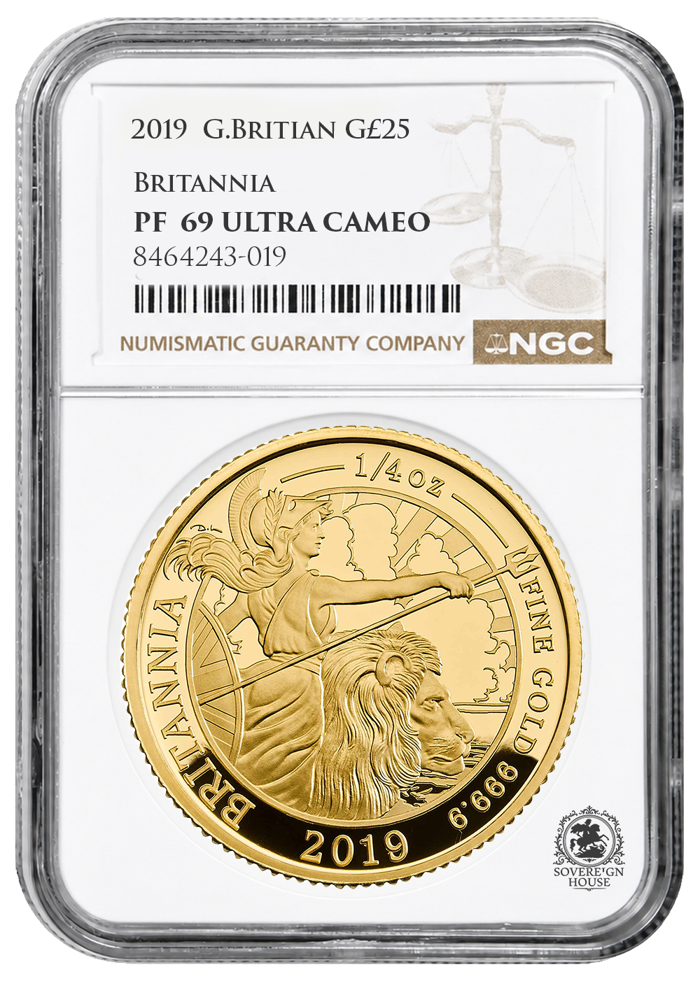 NGC PF70 2019 Ultra Cameo 1/4oz £25 Britannia - Proof Gold Coin