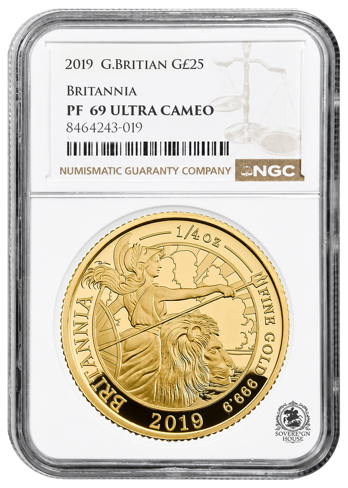 NGC PF70 2019 Ultra Cameo 1/4oz £25 Britannia - Proof Gold Coin