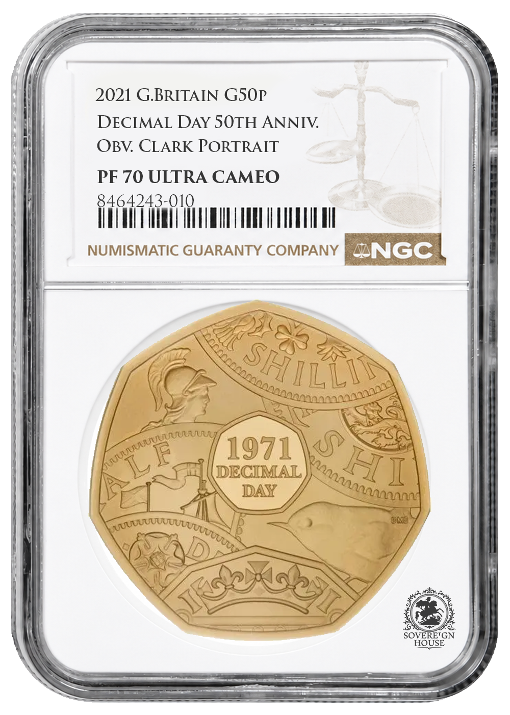 NGC PF70 2021 50p Decimal Day 50th Anniversary - Proof Gold Coin