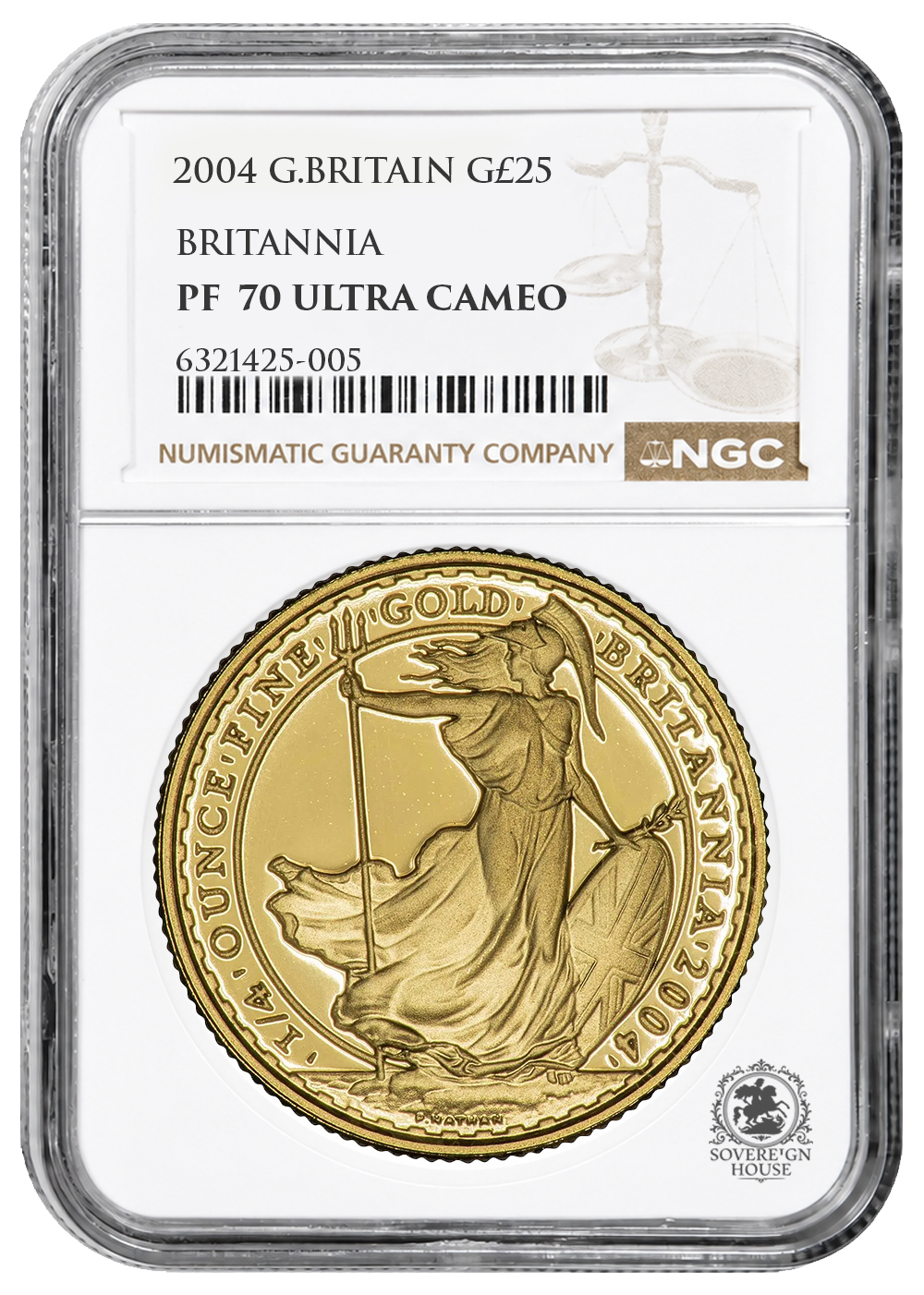 NGC PF70 2004 Ultra Cameo 1/4oz £25 Britannia - Proof Gold Coin